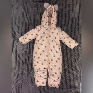 Liv & Lottie Baby Girls Floral Kids One Piece Snowsuit Size 9M